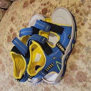 Blue and Yellow Velcro Sandals (Size 13.5)